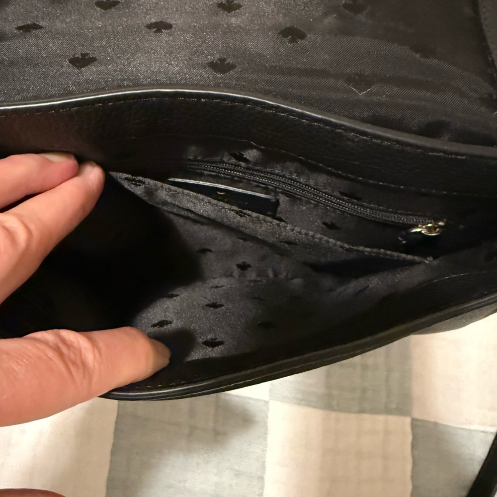 kate spade Leila Black Pebbled Leather Double Flap Crossbody - Picture 6 of 10